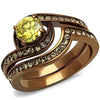 WildKlass Stainless Steel Ring IP Coffee Light Women AAA Grade CZ Topaz-WildKlass Jewelry