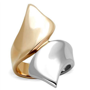WildKlass Stainless Steel Ring Two-Tone IP Rose Gold Women-WildKlass Jewelry