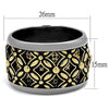 WildKlass Stainless Steel Ring Two-Tone IP Gold Men Epoxy Jet-WildKlass Jewelry