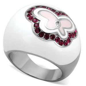 WildKlass Stainless Steel Ring High Polished (no Plating) Women Top Grade Crystal Ruby-WildKlass Jewelry