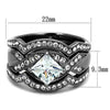 WildKlass Stainless Steel Ring IP Light Black (IP Gun) Women AAA Grade CZ Clear-WildKlass Jewelry