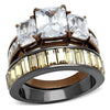 WildKlass Stainless Steel Ring IP Light Black & IP Light Coffee Women AAA Grade CZ Clear-WildKlass Jewelry