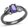 WildKlass Stainless Steel Ring IP Light Black (IP Gun) Women AAA Grade CZ Tanzanite-WildKlass Jewelry