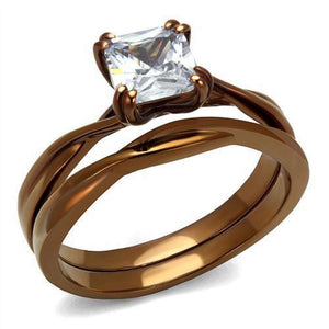 WildKlass Stainless Steel Ring IP Coffee Light Women AAA Grade CZ Clear-WildKlass Jewelry