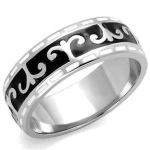 WildKlass Stainless Steel Ring High Polished (no Plating) Women Epoxy Jet-WildKlass Jewelry