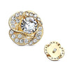 WildKlass CZ Paved and Round CZ Center Rose Blossom Internally Threaded Dermal Top-WildKlass Jewelry
