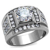 WildKlass Stainless Steel Ring High Polished Men AAA Grade CZ Clear-WildKlass Jewelry
