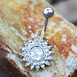 316L Stainless Steel Dazzling Aurora Sunburst WildKlass Navel Ring-WildKlass Jewelry