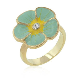WildKlass Light Blue Enamel Floral Ring-WildKlass Jewelry