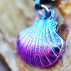 Blue PVD Plated WildKlass Navel Ring with Blue & Pink Seashell Dangle-WildKlass Jewelry