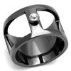 WildKlass Stainless Steel Ring IP Light Black (IP Gun) Men Top Grade Crystal Clear-WildKlass Jewelry