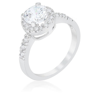 WildKlass Solitaire Engagement Ring With Pave Halo-WildKlass Jewelry