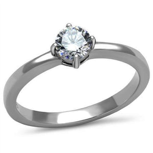 WildKlass Stainless Steel Ring High Polished Women AAA Grade CZ Clear-WildKlass Jewelry