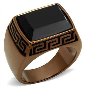 WildKlass Stainless Steel Ring IP Coffee Light Men Synthetic Jet-WildKlass Jewelry