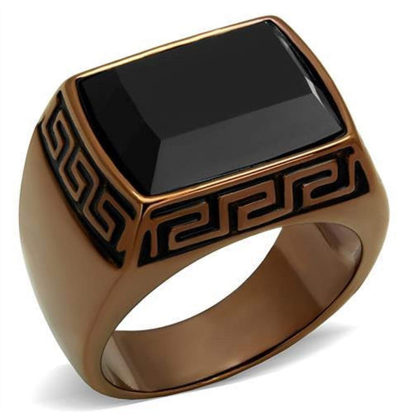 WildKlass Stainless Steel Ring IP Coffee Light Men Synthetic Jet-WildKlass Jewelry