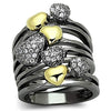 WildKlass Brass Heart Ring Gold+Ruthenium Women AAA Grade CZ Clear-WildKlass Jewelry