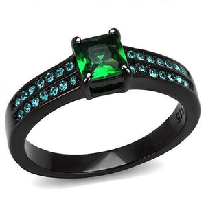 WildKlass Stainless Steel Ring IP Women Synthetic Emerald-WildKlass Jewelry