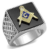 WildKlass Stainless Steel Ring Two-Tone IP Gold Men Semi-Precious Jet-WildKlass Jewelry
