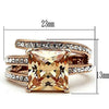 WildKlass Stainless Pave Steel Ring IP Rose Gold Women AAA Grade CZ Champagne-WildKlass Jewelry