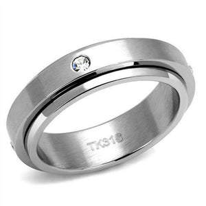 WildKlass Stainless Steel Ring High Polished Men AAA Grade CZ Clear-WildKlass Jewelry