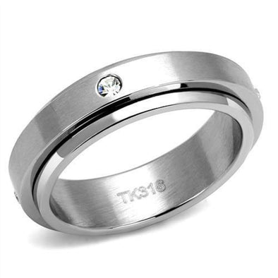 WildKlass Stainless Steel Ring High Polished Men AAA Grade CZ Clear-WildKlass Jewelry