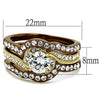 WildKlass Stainless Steel Ring IP Gold & IP Light Brown (IP Light Coffee) Women AAA Grade CZ Clear-WildKlass Jewelry