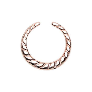 Rose Gold Rope Textured WildKlass Septum Retainer Ring-WildKlass Jewelry