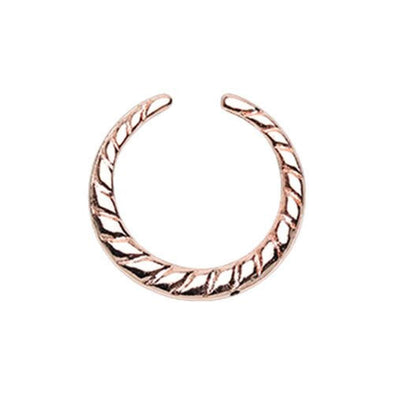 Rose Gold Rope Textured WildKlass Septum Retainer Ring-WildKlass Jewelry