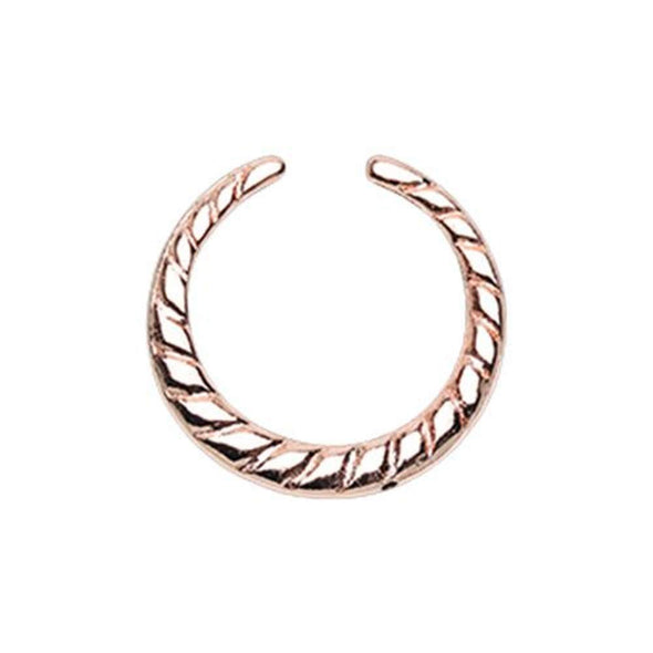 Rose Gold Rope Textured WildKlass Septum Retainer Ring-WildKlass Jewelry