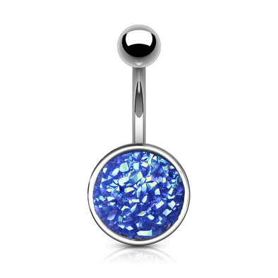 Druzy Stone Round Set 316L Surgical Steel WildKlass Belly Button Navel Rings-WildKlass Jewelry