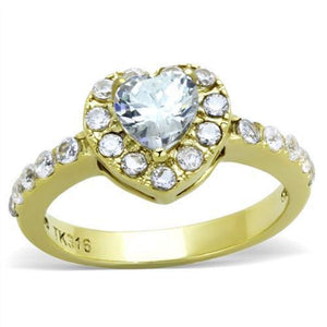 WildKlass Stainless Steel Ring IP Gold Women AAA Grade CZ Clear-WildKlass Jewelry