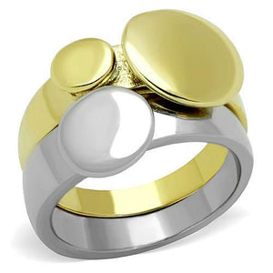 WildKlass Stainless Steel Ring Two-Tone IP Gold Women Circle Top-WildKlass Jewelry