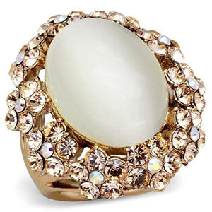 WildKlass Stainless Steel Ring IP Rose Gold Women Synthetic White-WildKlass Jewelry