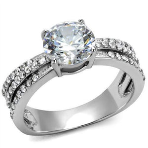 WildKlass Stainless Steel Ring High Polished Women AAA Grade CZ Clear-WildKlass Jewelry