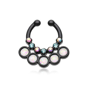 Colorline Opal Aureole Gemina WildKlass Fake Septum Clip-On Ring-WildKlass Jewelry