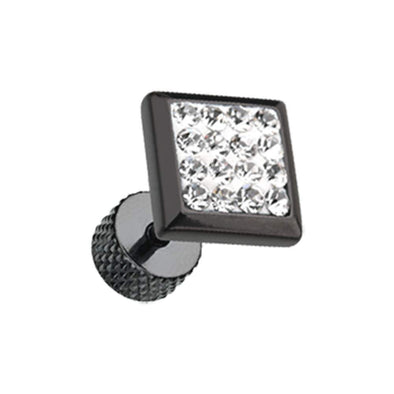 Blackline Square Multi-Sprinkle Dot Multi Gem Steel Fake WildKlass Plug-WildKlass Jewelry