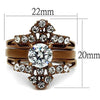 WildKlass Stainless Steel Ring IP Coffee Light Women AAA Grade CZ Clear-WildKlass Jewelry