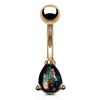 Opal Glitter Tear Drop Prong Set Rose Gold IP Over 316L Surgical Steel WildKlass Belly Button Navel Rings-WildKlass Jewelry