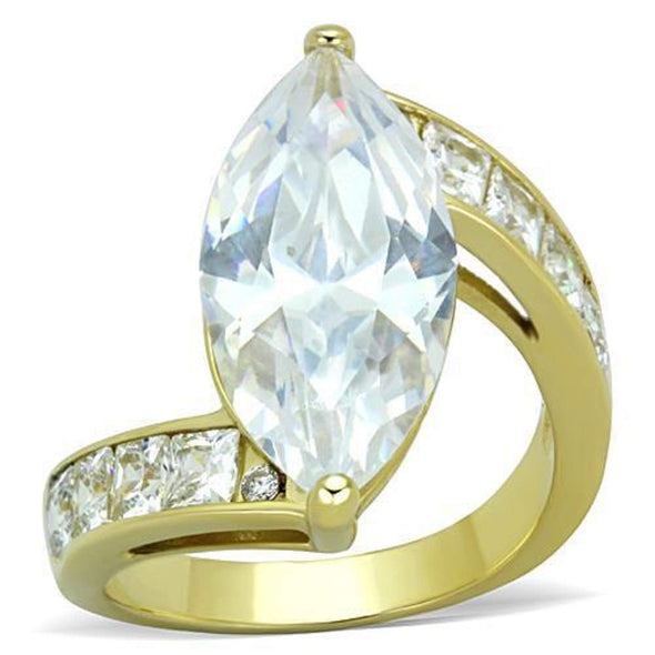WildKlass Stainless Steel Ring IP Gold Women AAA Grade CZ Clear-WildKlass Jewelry