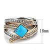 WildKlass Stainless Steel Ring Two-Tone IP Rose Gold Women Synthetic Sea Blue-WildKlass Jewelry