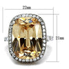 WildKlass Stainless Steel Ring High Polished Women AAA Grade CZ Champagne-WildKlass Jewelry