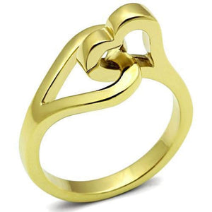 WildKlass Stainless Steel Heart Ring IP Gold Women-WildKlass Jewelry