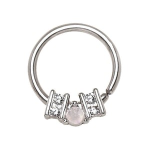 WildKlass 316L Stainless Steel Ornate Multi-Jeweled Seamless Ring/Septum Ring-WildKlass Jewelry