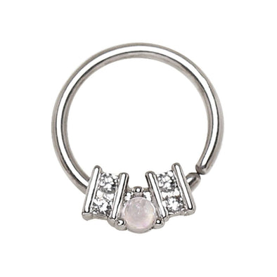 WildKlass 316L Stainless Steel Ornate Multi-Jeweled Seamless Ring/Septum Ring-WildKlass Jewelry
