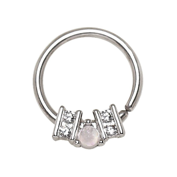 WildKlass 316L Stainless Steel Ornate Multi-Jeweled Seamless Ring/Septum Ring-WildKlass Jewelry