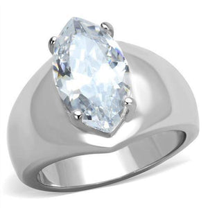 WildKlass Stainless Steel Ring High Polished (no Plating) Women AAA Grade CZ Clear-WildKlass Jewelry