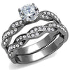 WildKlass Stainless Steel Ring High Polished Women AAA Grade CZ Clear-WildKlass Jewelry
