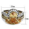 WildKlass Stainless Steel Ring Two-Tone IP Gold Women AAA Grade CZ Champagne-WildKlass Jewelry