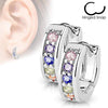 Pair of Channel Set CZ Half Circle WildKlass Hoop Earrings 316L Surgical Steel Post-WildKlass Jewelry