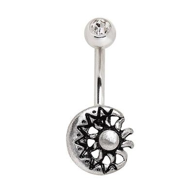 316L Stainless Steel Sun and Moon Navel Belly Ring-WildKlass Jewelry